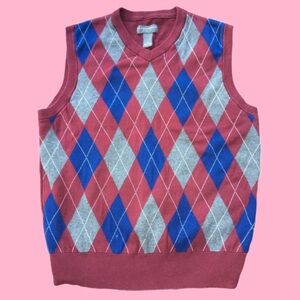 Vintage Saddlebred Sleeveless Argyle Sweater Vest Size Medium